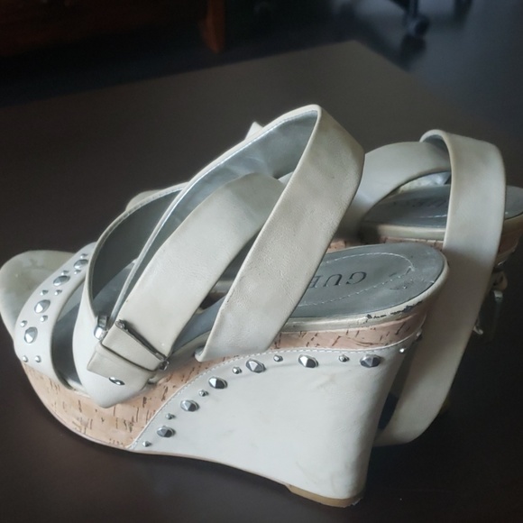 Guess wedge platform ankle beige sandals - Picture 4 of 6